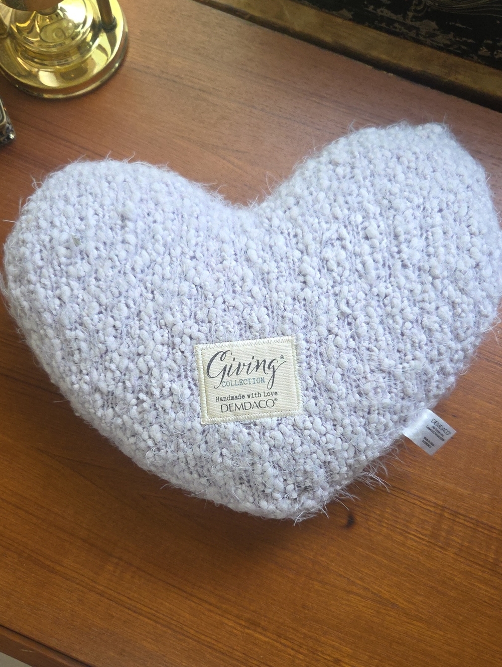 Demdaco Plush Heart Pillow - Pale Lavender Knit